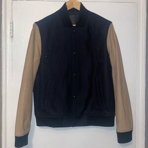All Saints Murray Black and Tan Wool Suede Jacket Size Large